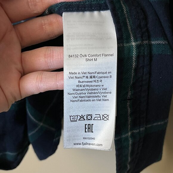 Fjallraven Ovik Comfort Flannel Button Up Shirt - Men's Size S - Blue Green - Picture 4 of 12